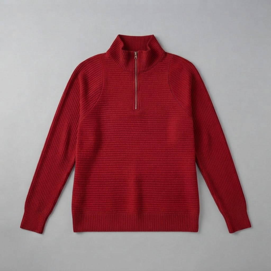 Antonia | Maglione a coste da donna con mezza zip