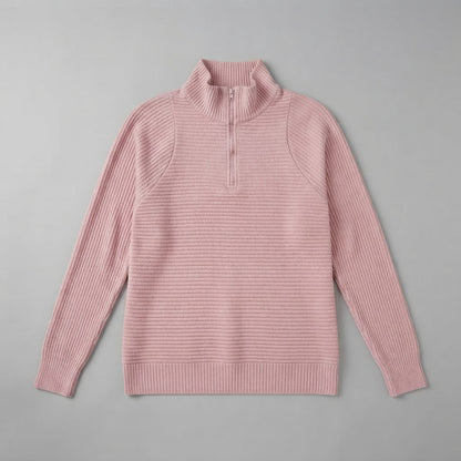 Antonia | Maglione a coste da donna con mezza zip