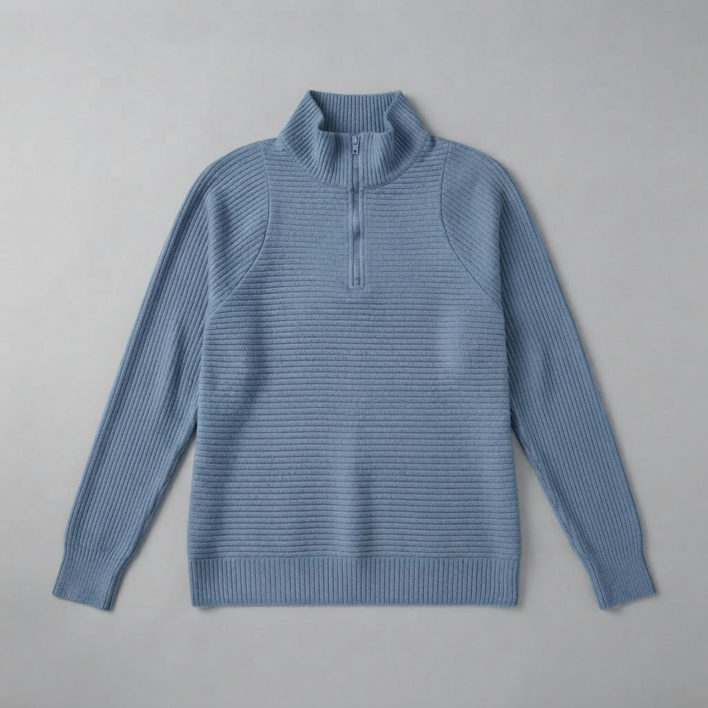 Antonia | Maglione a coste da donna con mezza zip