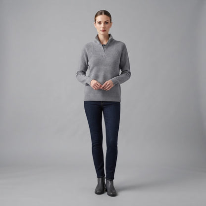 Antonia | Maglione a coste da donna con mezza zip