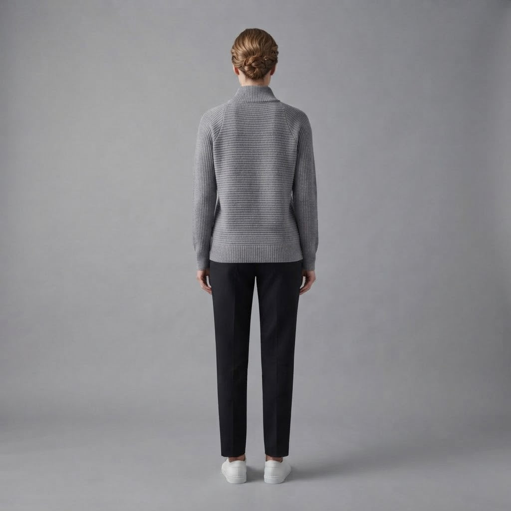 Antonia | Maglione a coste da donna con mezza zip