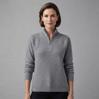 Antonia | Maglione a coste da donna con mezza zip