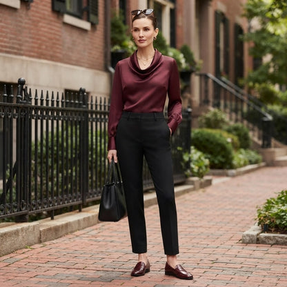 Blusa con scollo morbido | Top a maniche lunghe da donna