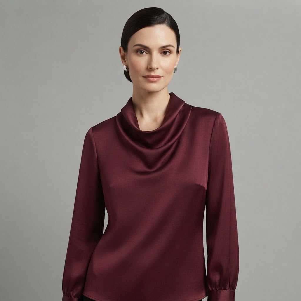 Blusa con scollo morbido | Top a maniche lunghe da donna