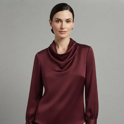 Blusa con scollo morbido | Top a maniche lunghe da donna