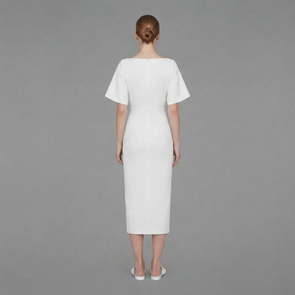 Abito midi elegante da donna a maniche corte