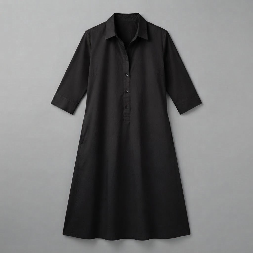 Abito camicia lungo da donna con chiusura a bottoni