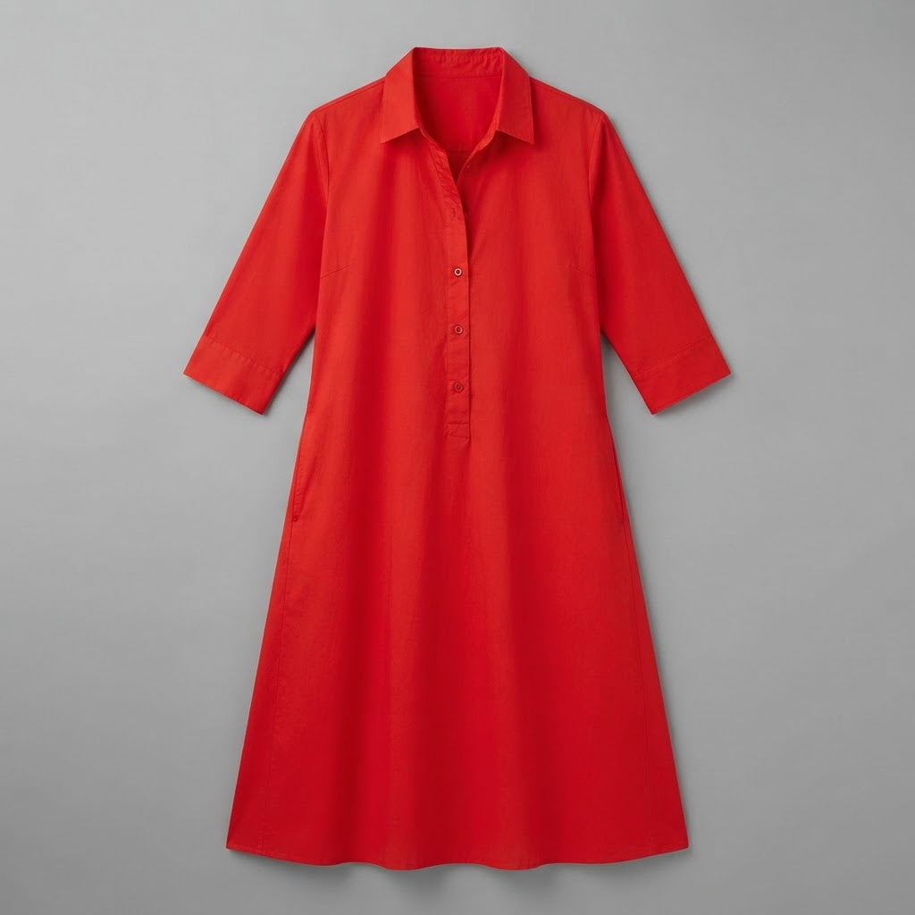 Abito camicia lungo da donna con chiusura a bottoni