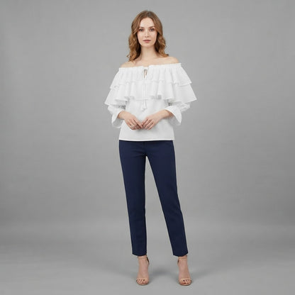 Camicetta a spalle scoperte con volant | Top da donna a maniche lunghe