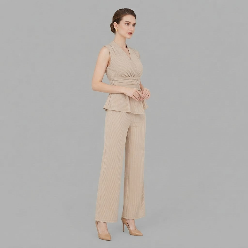 Top con scollo a V e pantaloni a gamba larga | Completo due pezzi da donna