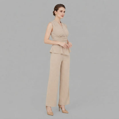 Top con scollo a V e pantaloni a gamba larga | Completo due pezzi da donna