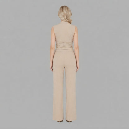 Top con scollo a V e pantaloni a gamba larga | Completo due pezzi da donna