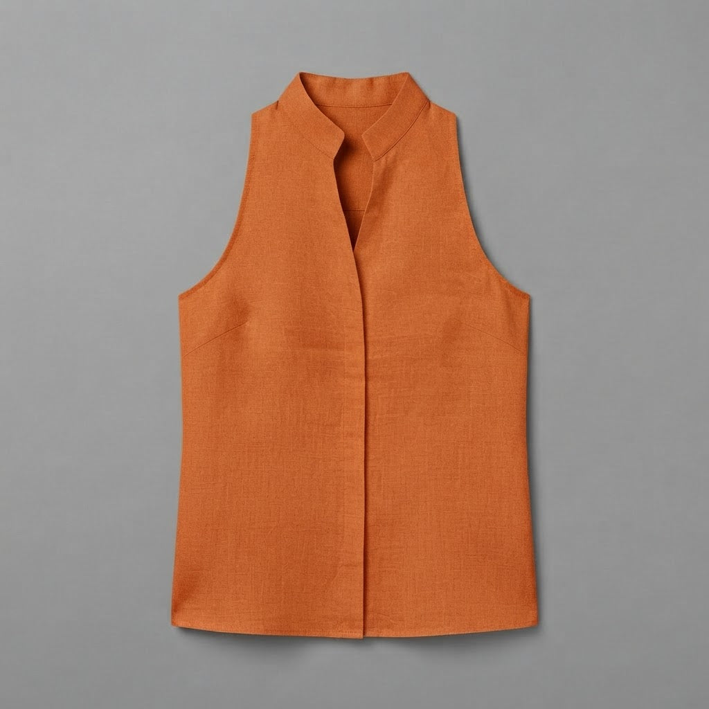 Blusa con scollo a V | Top da donna senza maniche