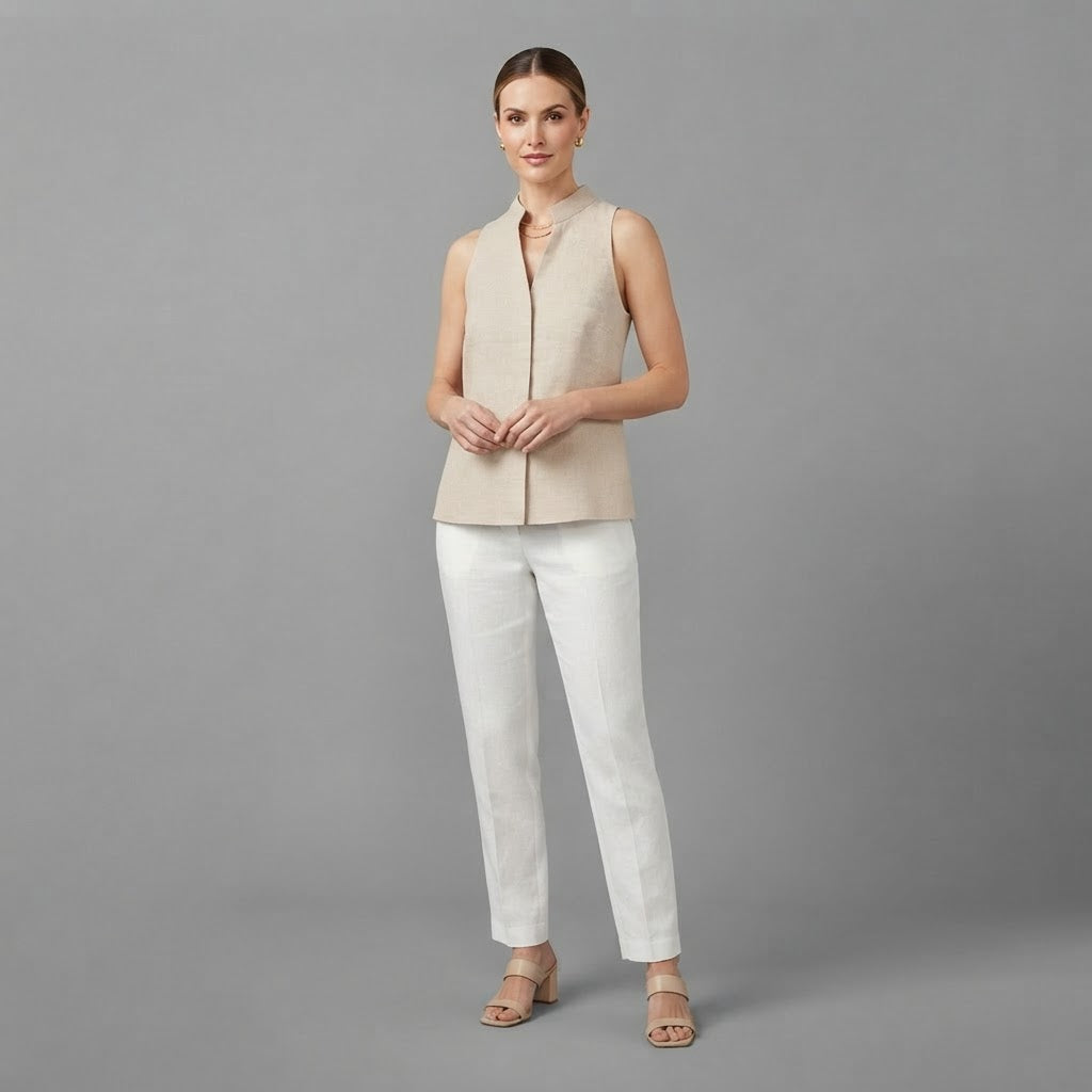 Blusa con scollo a V | Top da donna senza maniche