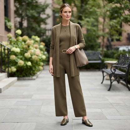 Completo da donna a tre pezzi | Pantaloni a gamba larga