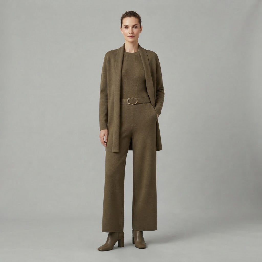 Completo da donna a tre pezzi | Pantaloni a gamba larga
