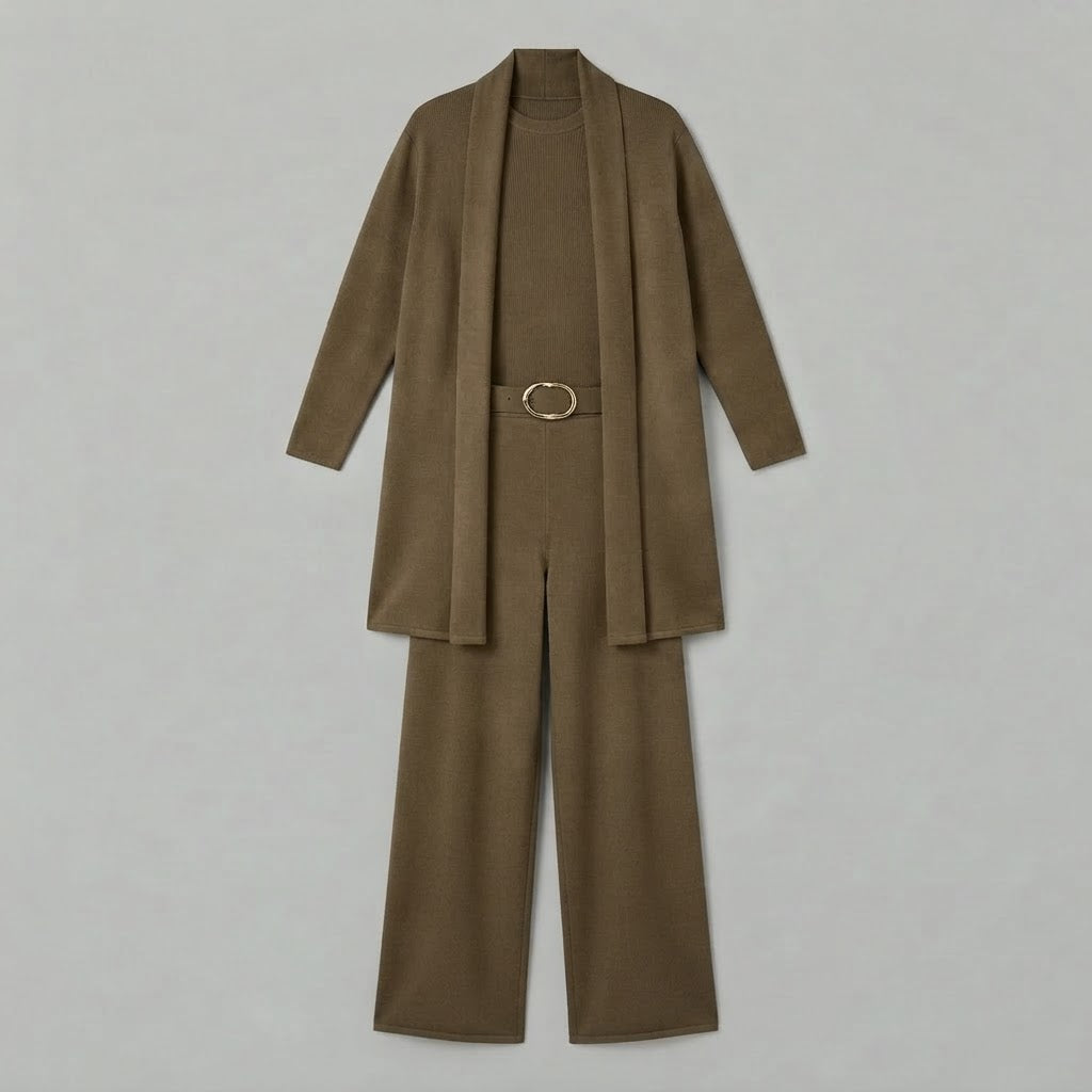 Completo da donna a tre pezzi | Pantaloni a gamba larga
