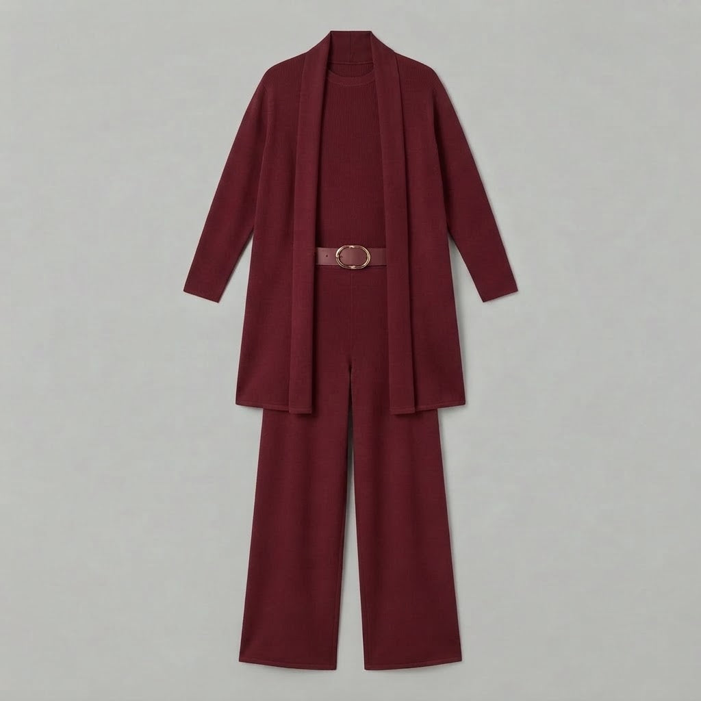 Completo da donna a tre pezzi | Pantaloni a gamba larga
