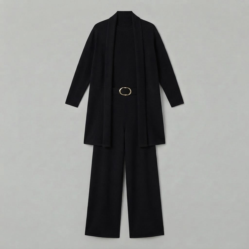 Completo da donna a tre pezzi | Pantaloni a gamba larga